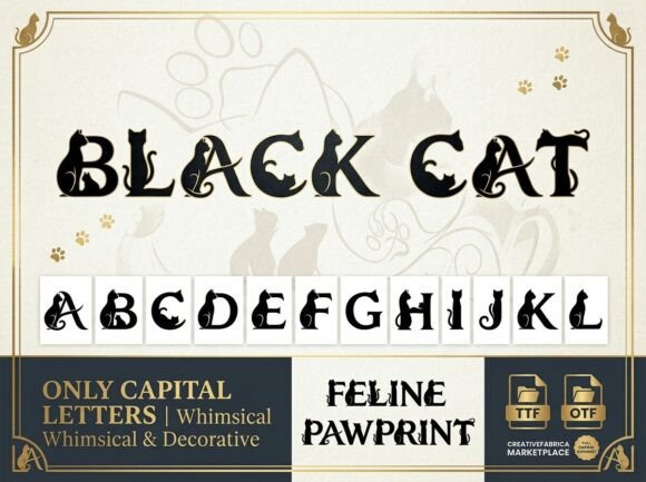 The Black Cat Font: Whimsical Pawprints in Your Typography